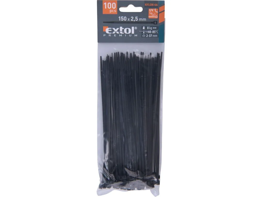 úvazky kabelové stahovací 150x2,5mm 100ks nylon černé a