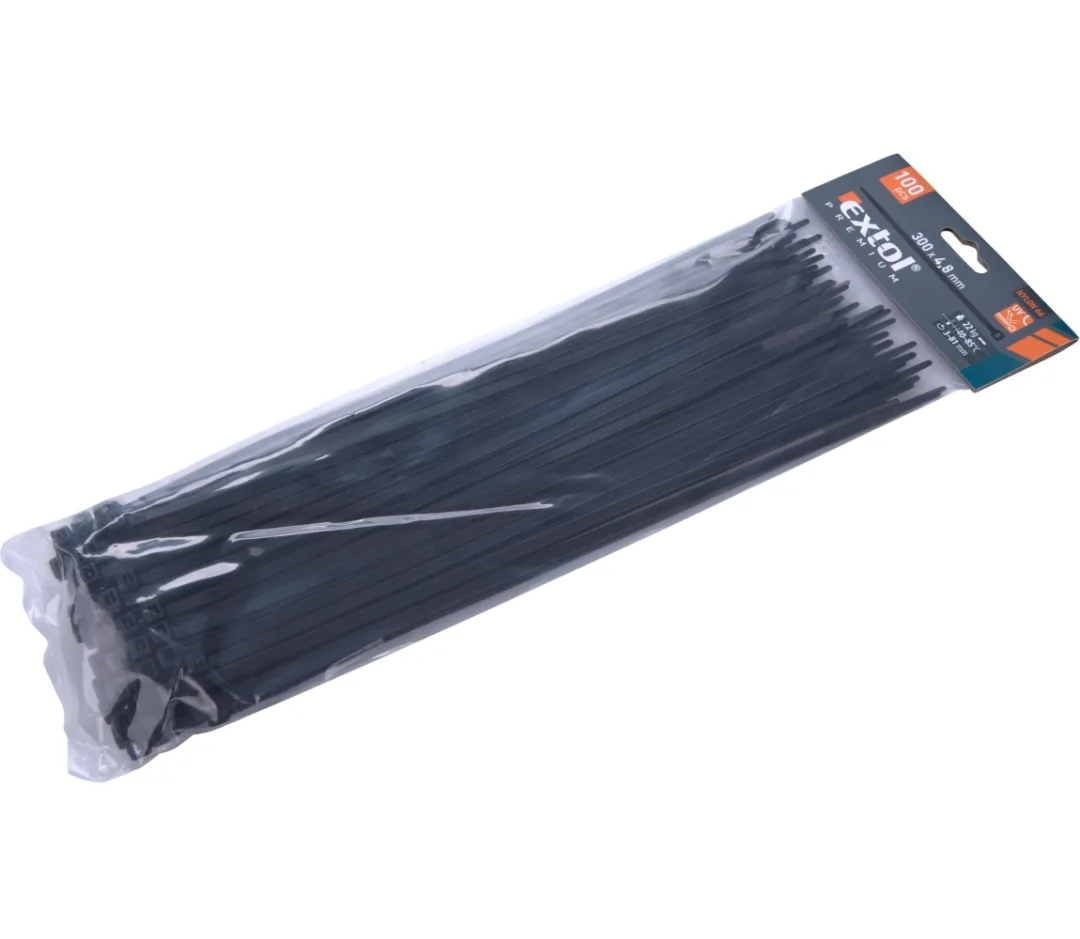 úvazky kabelové 4,8x300mm černé 100ks nylon úvazky kabelové 4,8x300mm černé 100ks nylon