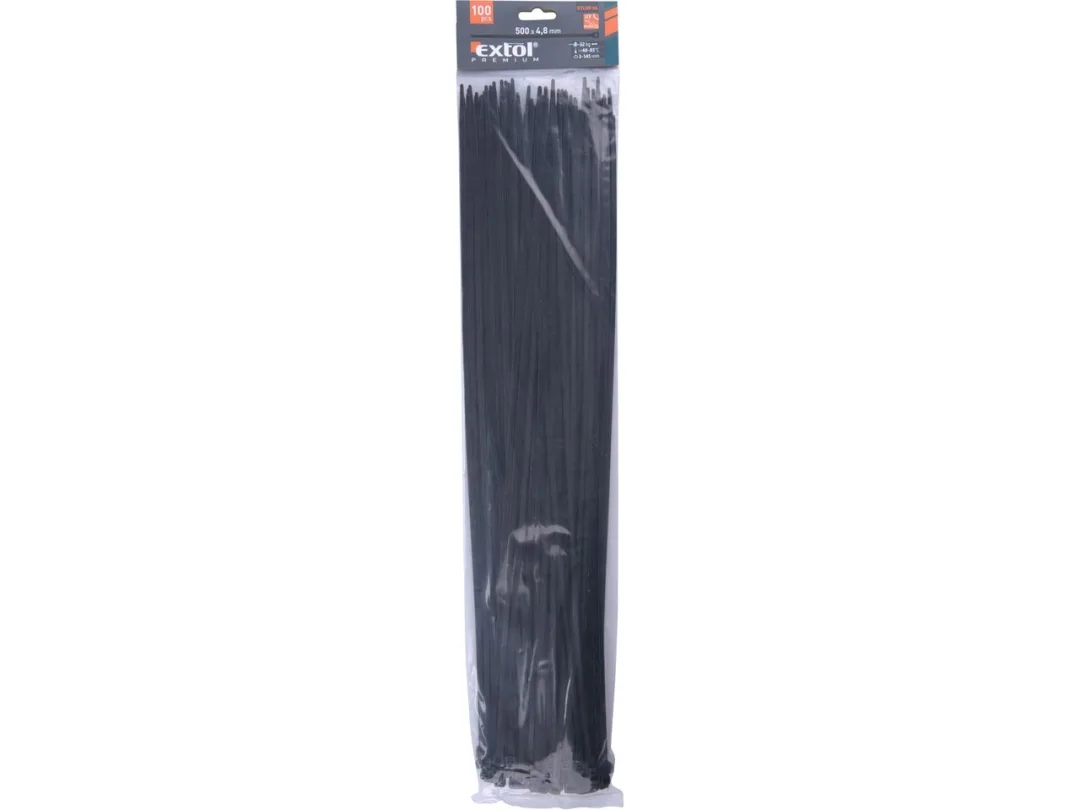 úvazky kabelové 4,8x500 černé 100ks nylon a