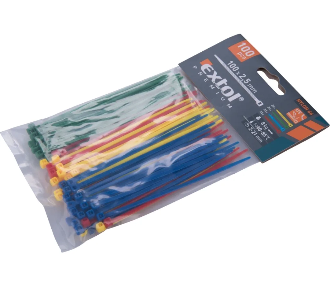 pásky stahovací barevné, 100x2,5mm, 100ks, (4x25ks), 4 barvy, nylon pásky stahovací barevné, 100x2,5mm, 100ks, (4x25ks), 4 barvy, nylon