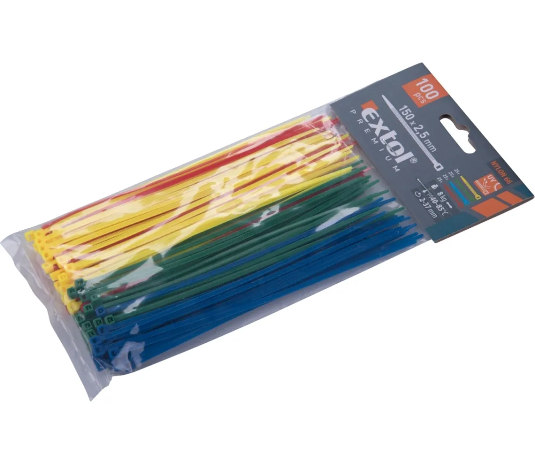 pásky stahovací barevné, 150x2,5mm, 100ks, (4x25ks), 4 barvy, nylon pásky stahovací barevné, 150x2,5mm, 100ks, (4x25ks), 4 barvy, nylon