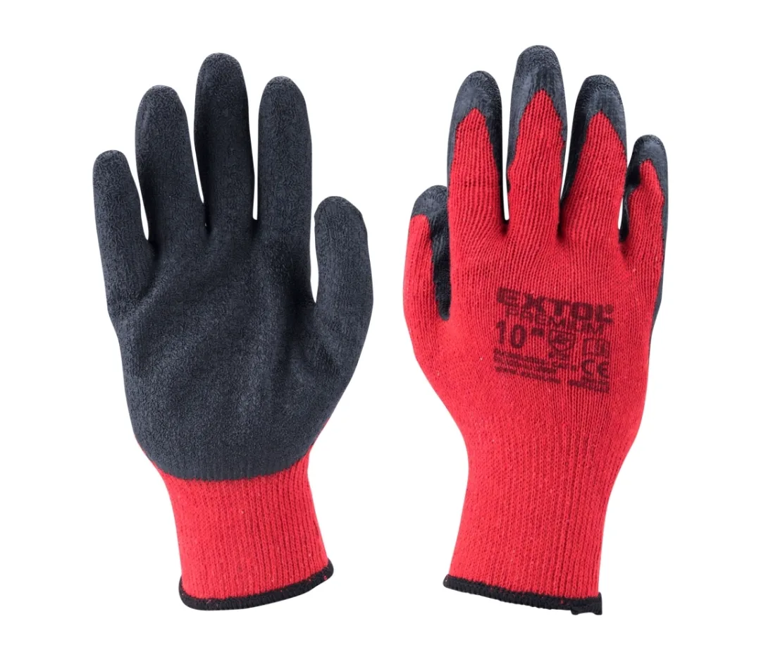 rukavice bavlněné polomáčené v latexu, velikost 9"