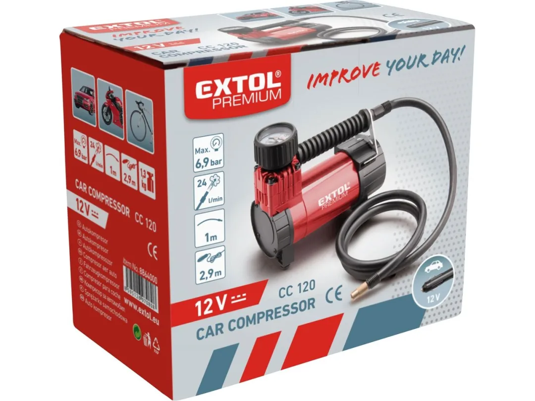 kompresor do auta 12V, 12V, 6,9bar d