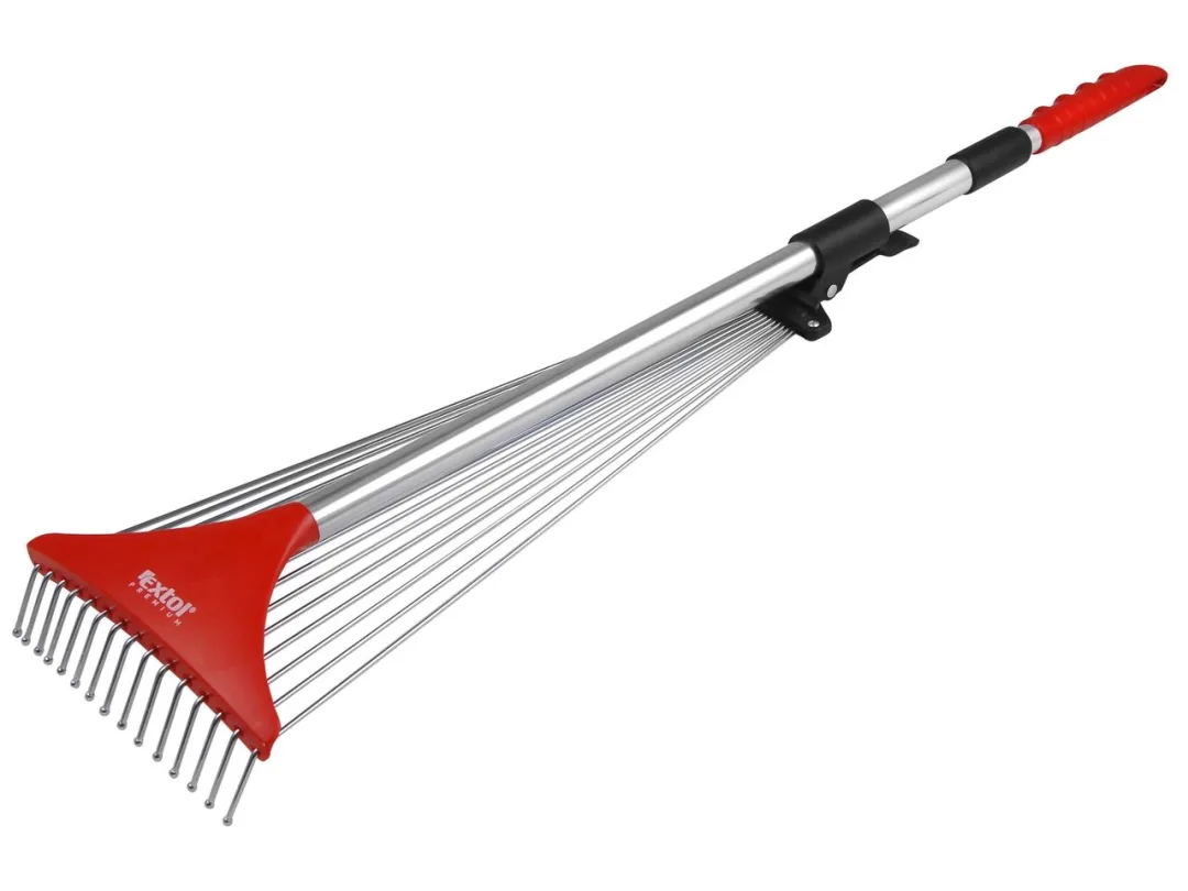 hrábě nastavitelné s teleskopickou násadou, délka 80-158cm, šířka 18-59cm a