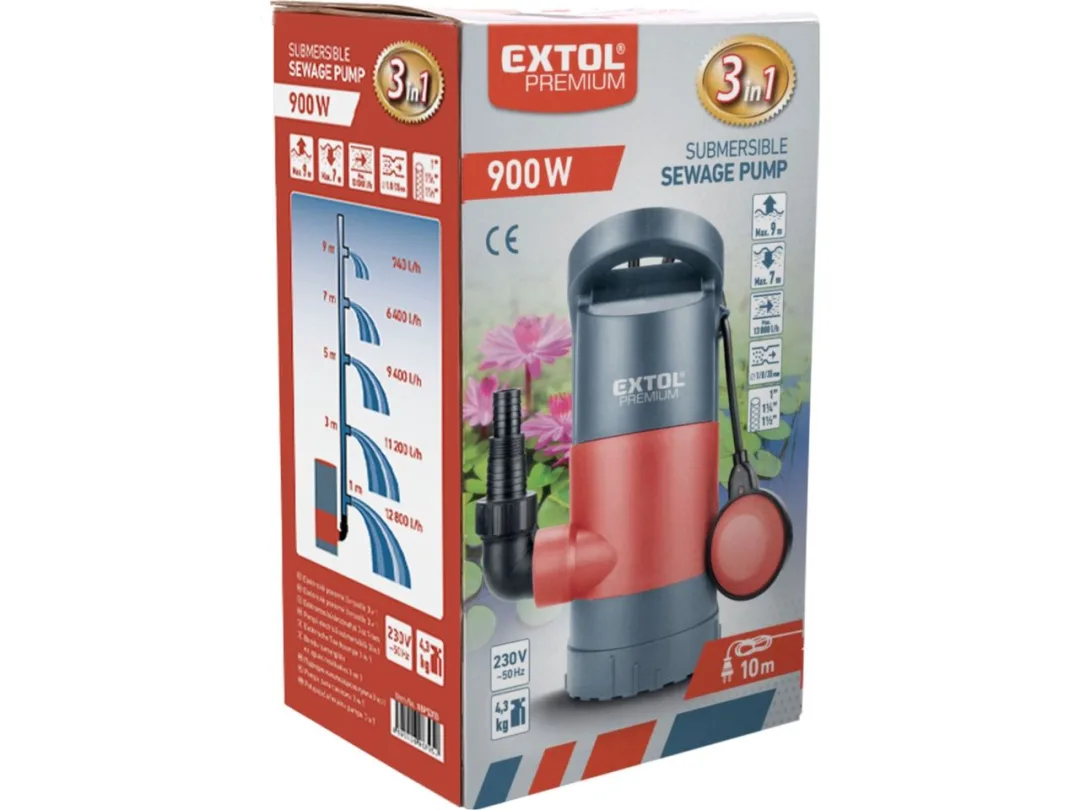 čerpadlo na znečištěnou vodu 3v1, 900W, 13000l/h k