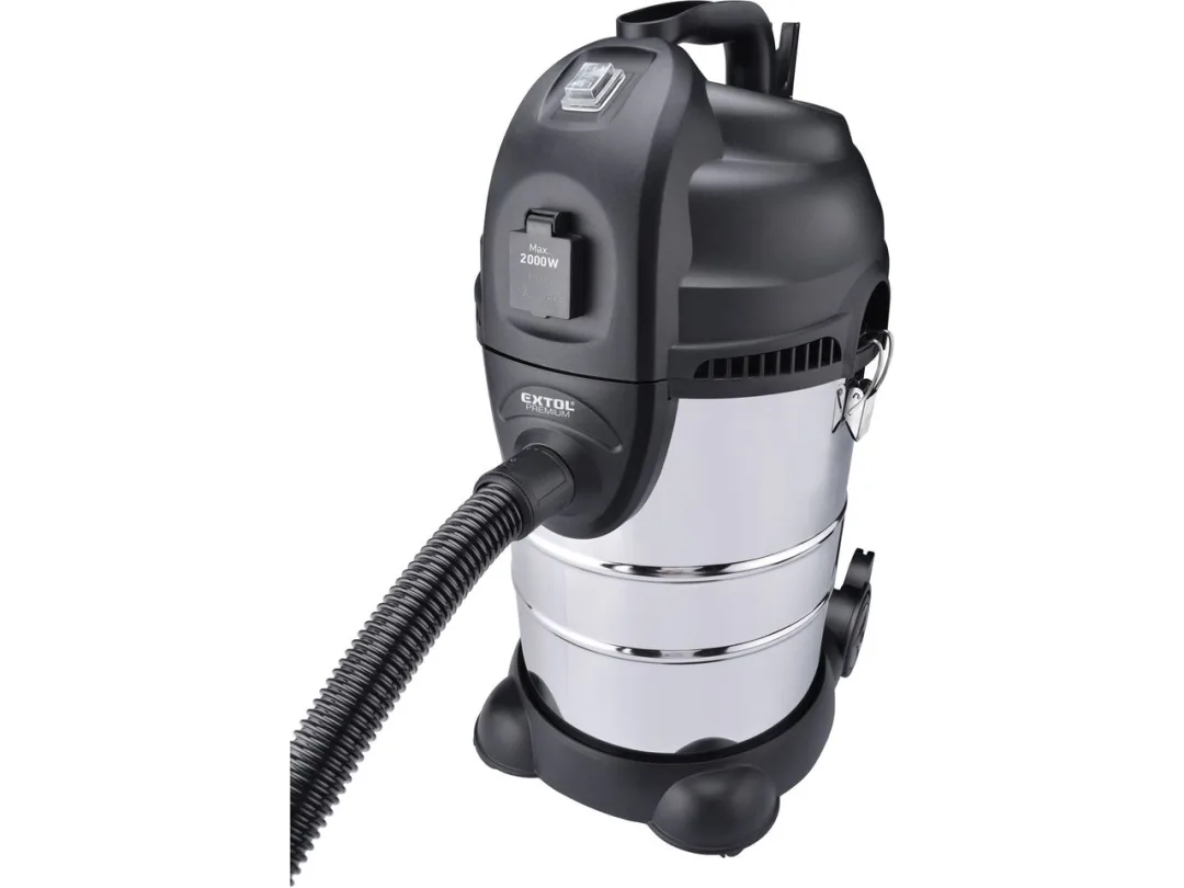 vysavač dílenský, multifunkční se zásuvkou a funkcí čištění filtru, 30l, 6m kabel, 3m hadice, 1400W b