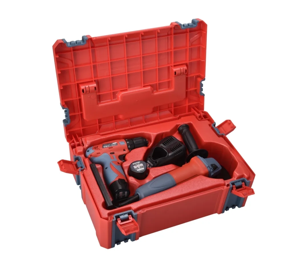 vrtačka aku, 12V Li-ion (2x) a bruska úhlová 125mm v plastovém boxu vrtačka aku, 12V Li-ion (2x) a bruska úhlová 125mm v plastovém boxu