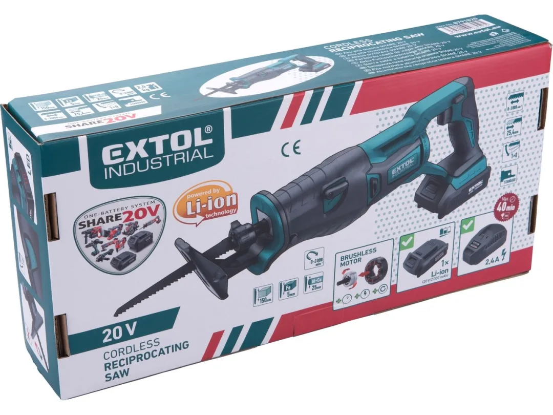 aku pila ocaska SHARE20V BRUSHLESS 20V Li-ion 2000mAh EXTOL INDUSTRIAL e