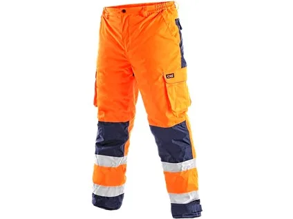Kalhoty CARDIFF, výstražné, zateplené, pánské, oranžové, vel.S - 