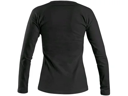 Tričko CXS MARY, dámské, výstřih do V, dlouhý rukáv, černá, vel. S