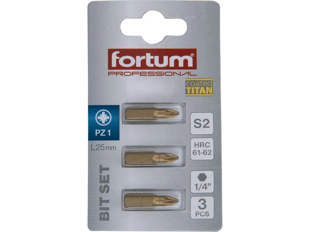 bit křížový pozidriv, sada 3ks, PZ 1x25mm,titan. úprava, S2 a