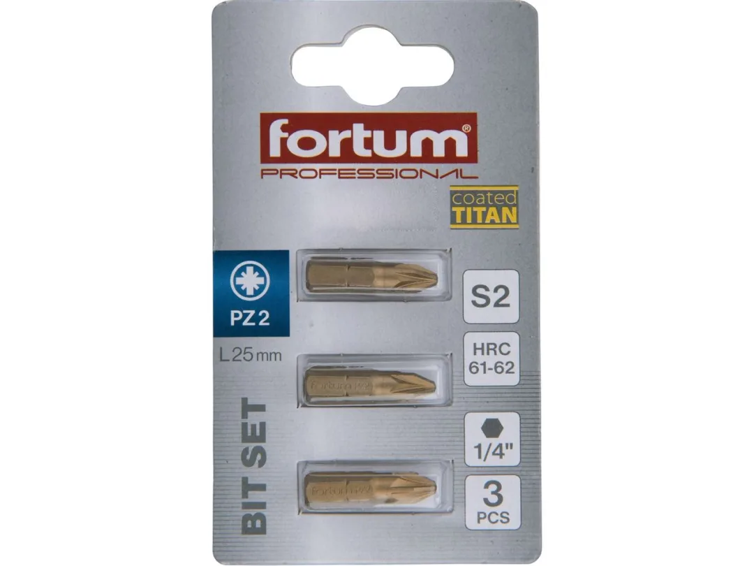 bit křížový pozidriv, sada 3ks, PZ 2x25mm,titan. úprava, S2 a
