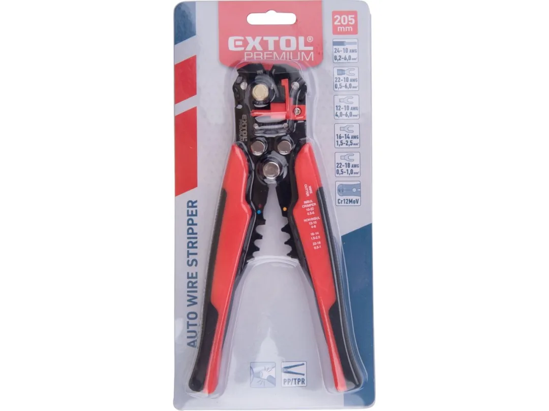 kleště odizolovací/krimpovací automatické 210mm EXTOL b