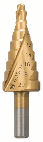 Stupňovité vrtáky HSS-TiN 4 - 20 mm, 8,0 mm, 70,5 mm Stupňovité vrtáky HSS-TiN 4 - 20 mm, 8,0 mm, 70,5 mm
