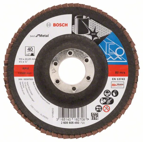 Lamelový brusný kotouč X571, Best for Metal D = 115 mm; K = 40, lomený