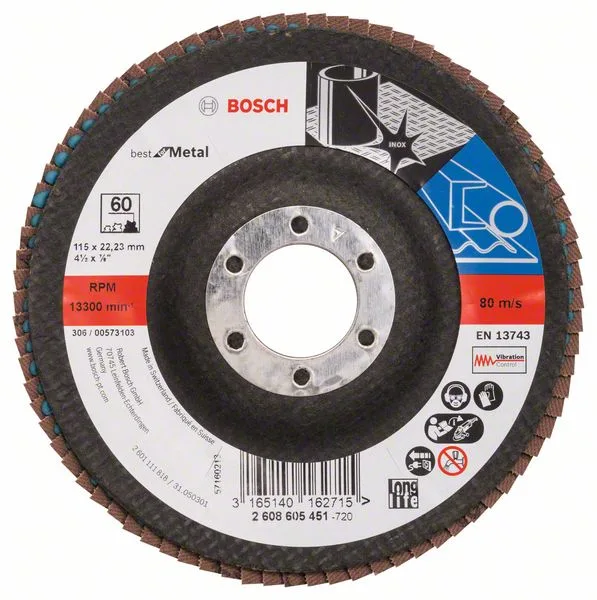 Lamelový brusný kotouč X571, Best for Metal D = 115 mm; K = 60, lomený