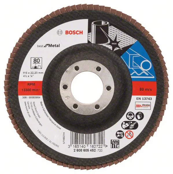 Lamelový brusný kotouč X571, Best for Metal D = 115 mm; K = 80, lomený