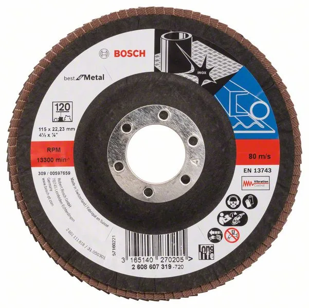 Lamelový brusný kotouč X571, Best for Metal D = 115 mm; K = 120, lomený Lamelový brusný kotouč X571, Best for Metal D = 115 mm; K = 120, lomený