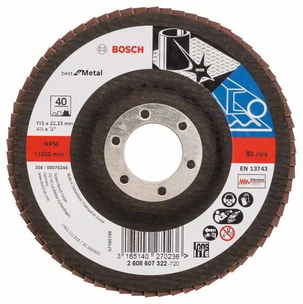 Lamelový brusný kotouč X571, Best for Metal D = 115 mm; K = 40, rovný Lamelový brusný kotouč X571, Best for Metal D = 115 mm; K = 40, rovný