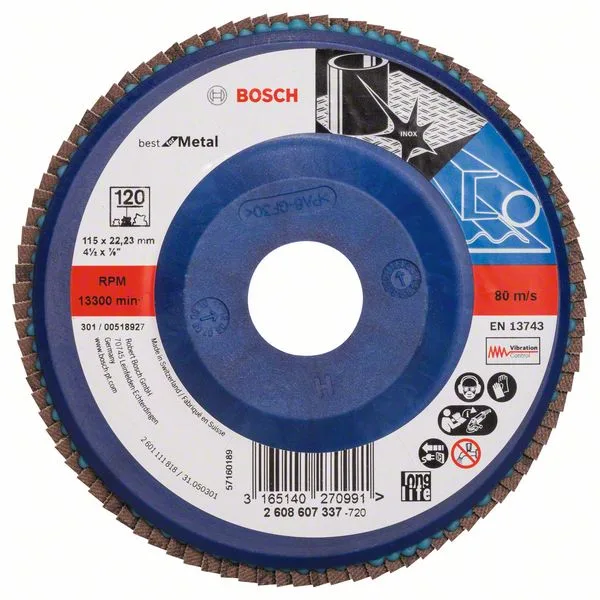 Lamelový brusný kotouč X571, Best for Metal D = 115 mm; K = 120, rovný Lamelový brusný kotouč X571, Best for Metal D = 115 mm; K = 120, rovný