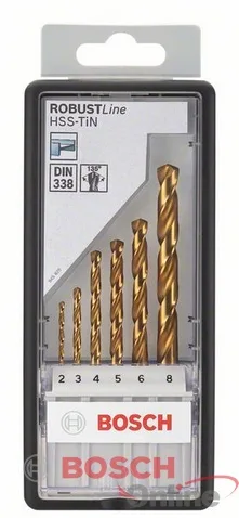 Sada vrtáků do kovu Robust Line HSS-TiN, 6dílná, 135° 2; 3; 4; 5; 6; 8 mm, 135° Sada vrtáků do kovu Robust Line HSS-TiN, 6dílná, 135° 2; 3; 4; 5; 6; 8 mm, 135°