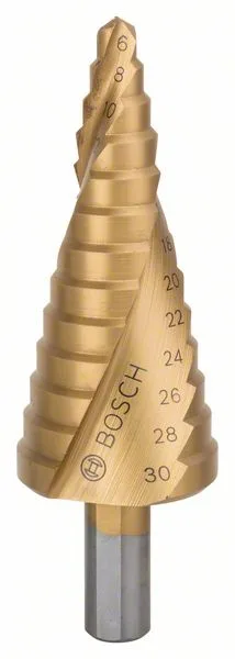 Stupňovité vrtáky HSS-TiN 6 - 30 mm, 10,0 mm, 93,5 mm Stupňovité vrtáky HSS-TiN 6 - 30 mm, 10,0 mm, 93,5 mm