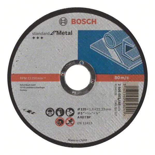 Dělicí kotouč rovný Standard for Metal A 60 T BF, 125 mm, 22,23 mm, 1,6 mm Dělicí kotouč rovný Standard for Metal A 60 T BF, 125 mm, 22,23 mm, 1,6 mm