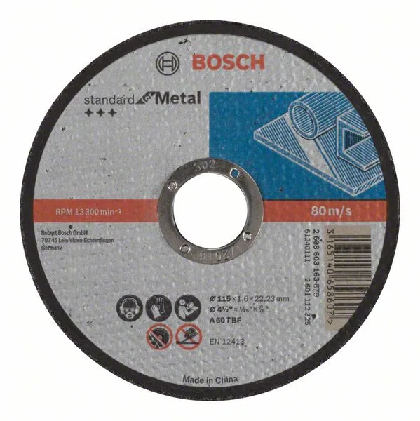 Dělicí kotouč rovný Standard for Metal A 60 T BF, 115 mm, 22,23 mm, 1,6 mm Dělicí kotouč rovný Standard for Metal A 60 T BF, 115 mm, 22,23 mm, 1,6 mm