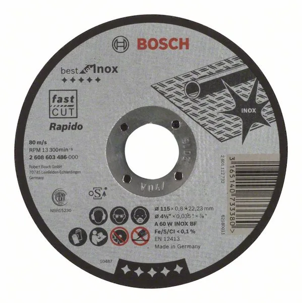 Dělicí kotouč rovný Best for Inox – Rapido A 60 W INOX BF, 115 mm, 0,8 mm Dělicí kotouč rovný Best for Inox – Rapido A 60 W INOX BF, 115 mm, 0,8 mm