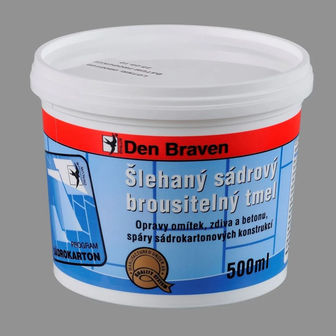 Šlehaný sádrový brousitelný tmel (Qualy Fill) 500ml bílý Den Braven Šlehaný sádrový brousitelný tmel (Qualy Fill) 500ml bílý Den Braven